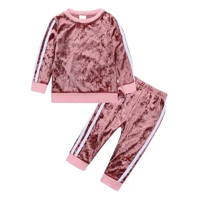Children's Velvet Two-Piece Suit Gray Infant Boys Girls