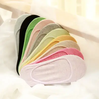 Blue Cotton Slip-On Socks for Men Women