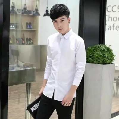 Men's Pink Slim Fit Long Sleeve Shirt