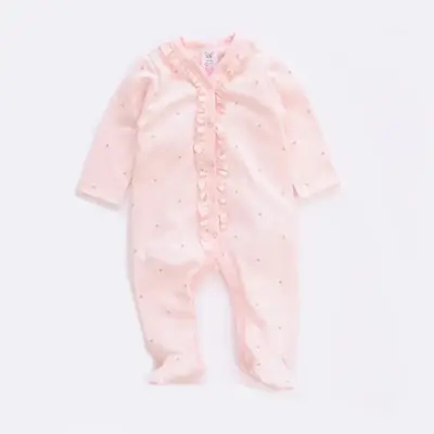 Baby Pink Lace One-Piece Romper Jumpsuit for Newborns