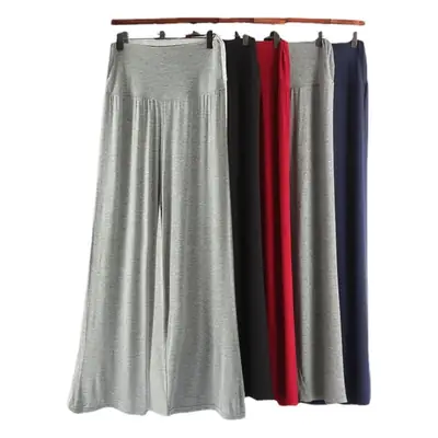 Women's Black Modal Wide Leg Pants Spring Autumn