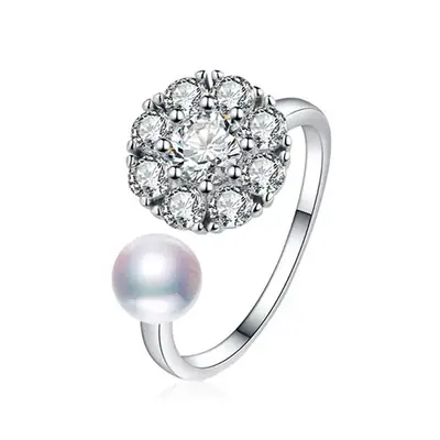 DIY Rotating Pearl Ring with Sparkling Center Stone