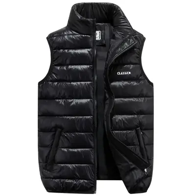 2025 Men Navy Puffer Vest with Collar