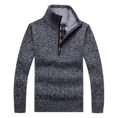 Men's Fleece Lined Maroon Sweater with Half-High Collar