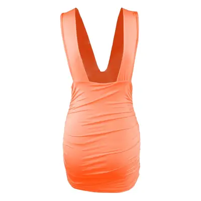 White Sleeveless Pleated Dress for Women Large