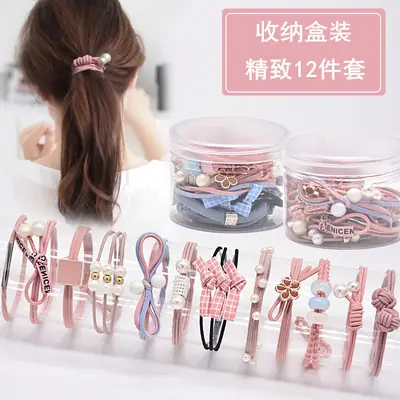 Korean Style Black Rubber Hair Ties 12 Pcs 2023