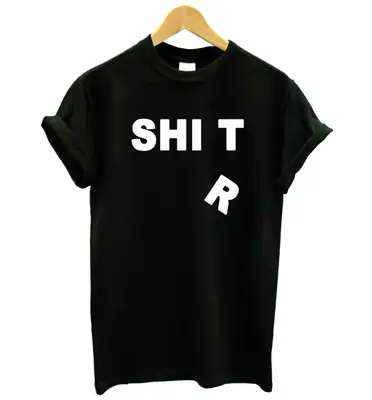 Men Women Black T-Shirt SHITR Streetwear