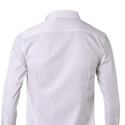 White Slim Fit Long Sleeve Business Shirt for Men