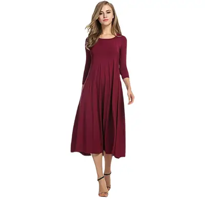 Women's Pleated New Skirt Dress Beige Large Hem