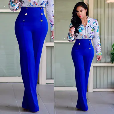 Women's Black Flared Trousers with White Top