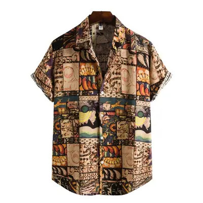 Men's Printed Cross-border Shirt Short Sleeve Lapel Top