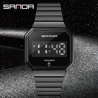 Sanda Multifunctional Watch with Digital Display & Stainless Steel Band