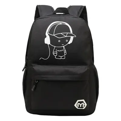 Men's Korean Style Graphic Backpack Black Youth School