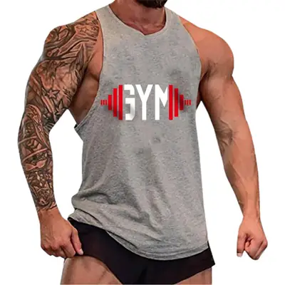 Men's Gray Gym Vest I-Shape Summer Wear