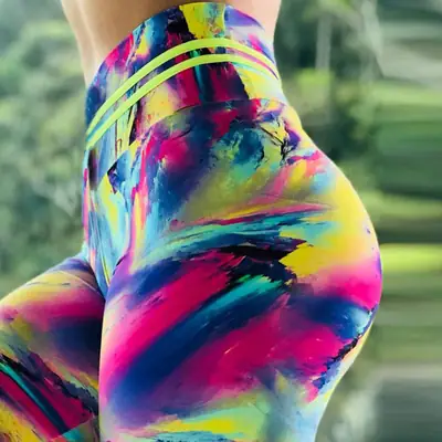 Rainbow Abstract Slim Waist Sports Yoga Pants