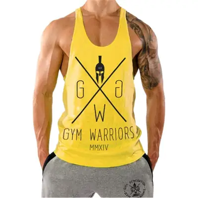 Men's Black Crossed Logo Gym Vest I-Shaped Workout