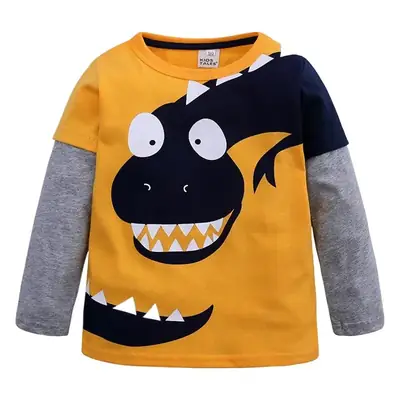 Kids Dragon Print Long Sleeve T-Shirt White Green
