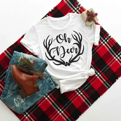 Foreign Trade T-Shirt Oh Deer Men Women Europe USA