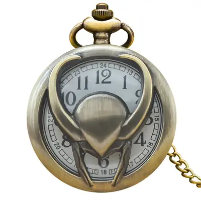 Retro Cartoon Hollow Horn Pocket Watch Bronze