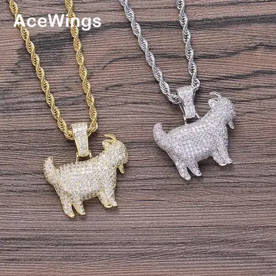 Golden Little Goat Necklace with Crystal Accents
