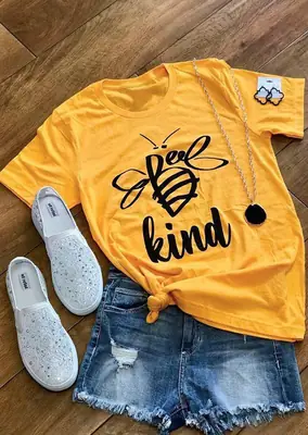 Foreign Trade T-Shirt Bee Kind Men Women Europe USA