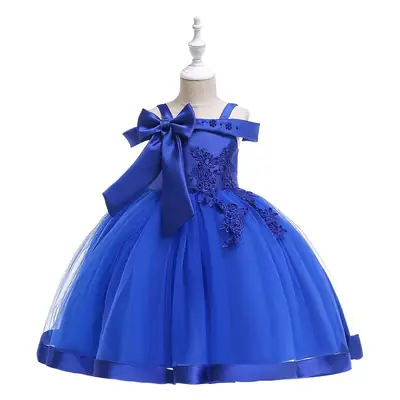 Pink Off-Shoulder Princess Bow Evening Dress for Girls