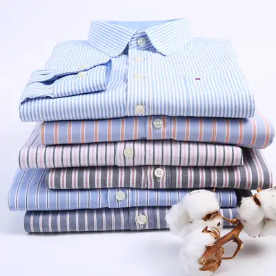 New Men's Purple Striped Oxford Shirt