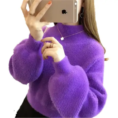 Korean Style Loose Knitted Sweater Women Orange