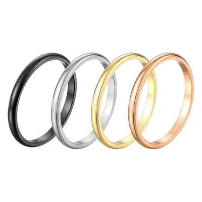 Titanium Steel Couple Rings Rose Gold Silver Black 18K Plated