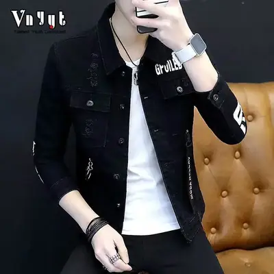 Men's White Korean Style Slim Fit Jacket with Button Front