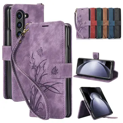 Purple Butterfly Leather Z Fold 7 Phone Case