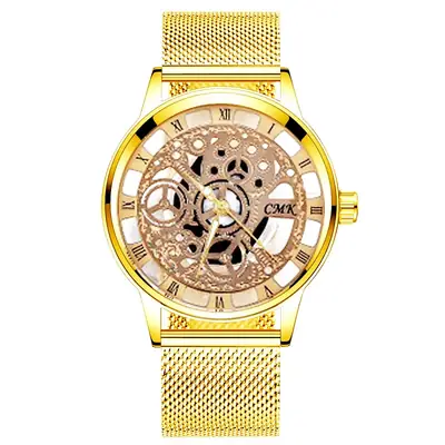 Korean Business Gold Mesh Belt Men's Quartz Watch