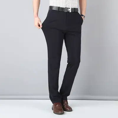 Men Summer Thin Section Pants Gray Elastic Waist