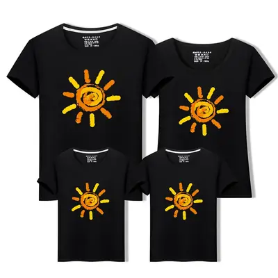 2019 Summer Sun Print Kids T-Shirt Set Red