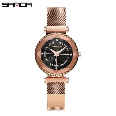 Sanda Women's Black Mesh Watch with Star Dial