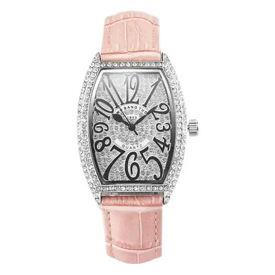 Purple Crocodile Leather Women's Quartz Watch with Diamond Face