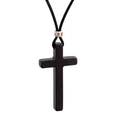 Black Cross Pendant Necklace for Men Women