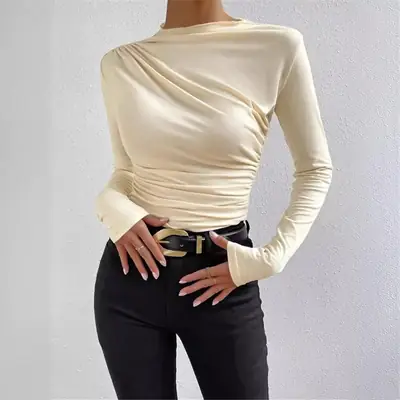 Black Long Sleeve Slim Fitting T-Shirt for Women