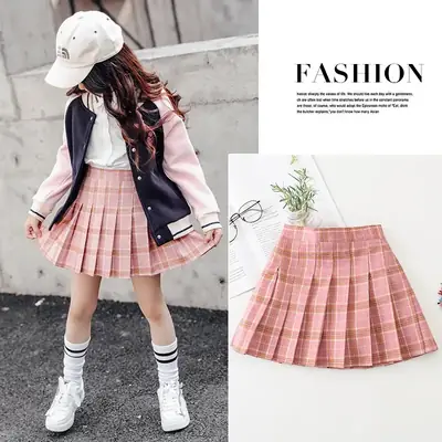 2025 Korean Style Plaid Skirt for Girls Middle Large