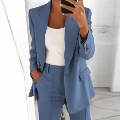 Pink Women's 2-Piece Suit Coat Set with Slim Fit
