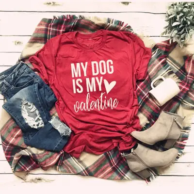 My Dog Is My Valentine Red T-Shirt