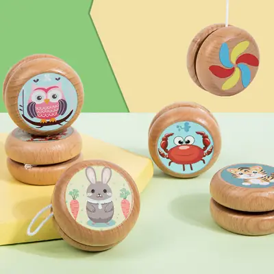 Children's wooden yo-yo cartoon educational toys wholesale traditional classic gift yoyo yo-yo stall supply