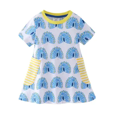 Spring Girls Cotton Lady Dress Yellow Striped