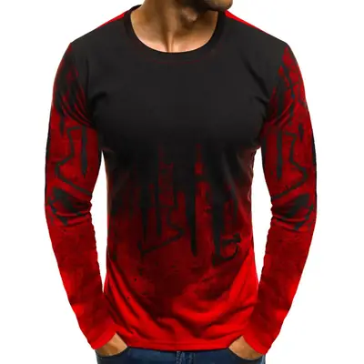 Men's Printed Long Sleeve T-Shirt Olive Green