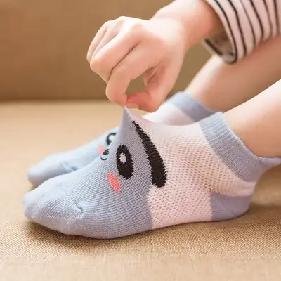 Children's Cotton Cartoon Socks Blue White Medium Large