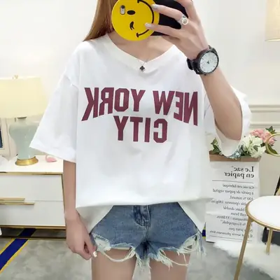 New Women's White Oversized T-Shirt 2025 Summer Loose Fit