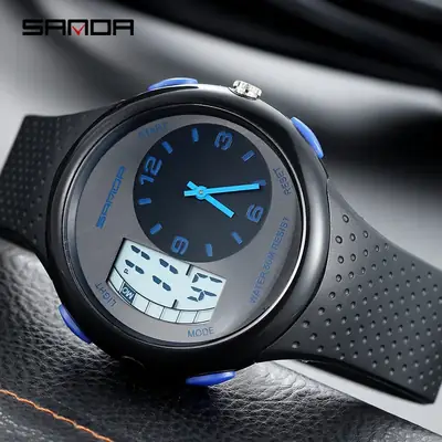 Sanda Waterproof Electronic Men's Watch Black