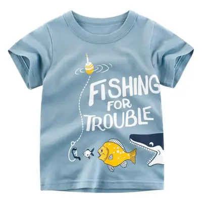 Fishing for Trouble Blue Kids T-Shirt Short Sleeve