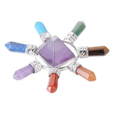 Natural Crystal Colorful Stone Pyramid Ornament