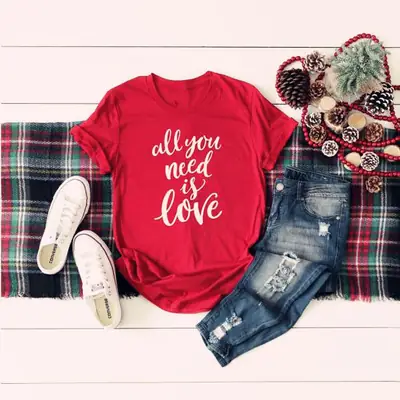 Red T-Shirt "All You Need is Love" for Men Women